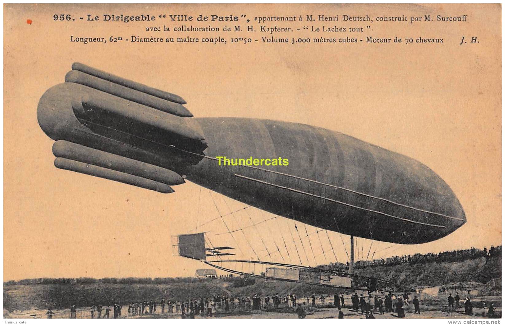 CPA  AVIATION LE DIRIGEABLE VILLE DE PARIS HENRI DEUTSCH ZEPPELIN - Dirigeables