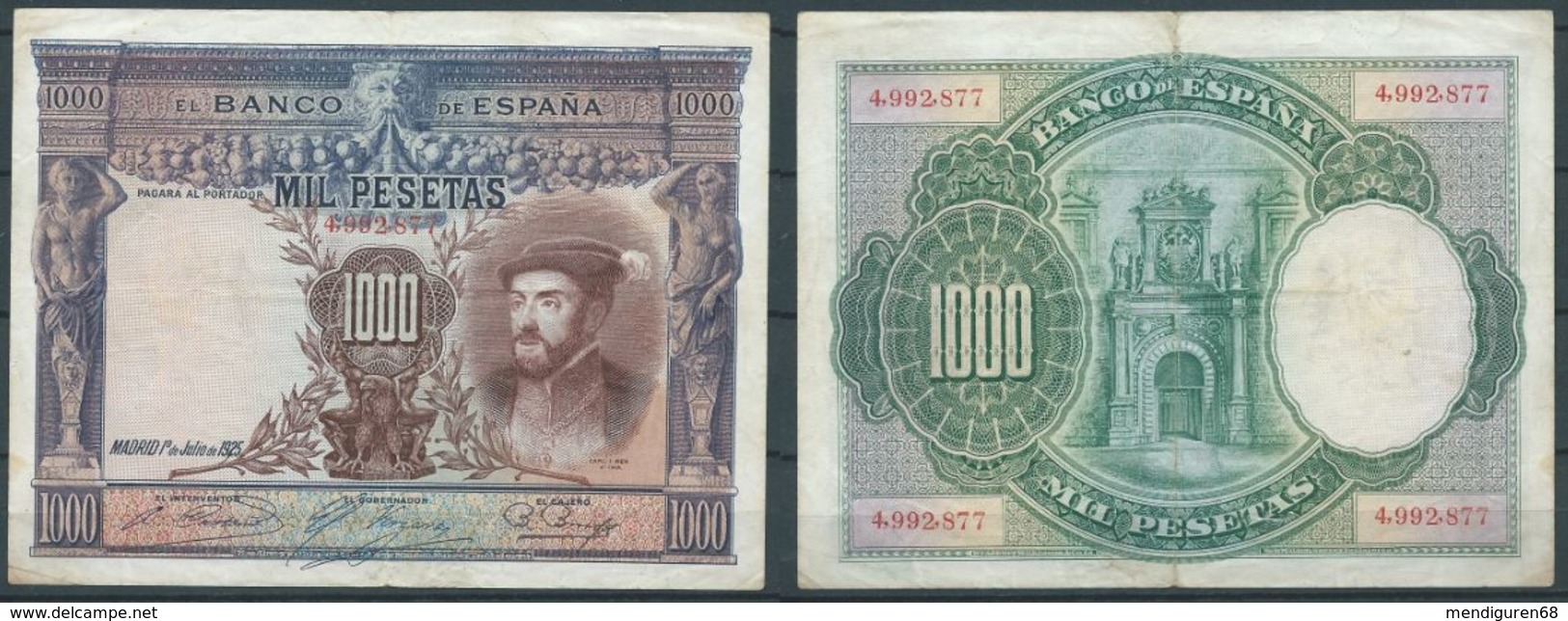 ESPAGNE SPANIEN SPAIN ESPAÑA 1000 PTA 1 JULIO 1925 CARLOS I - 100 Pesetas