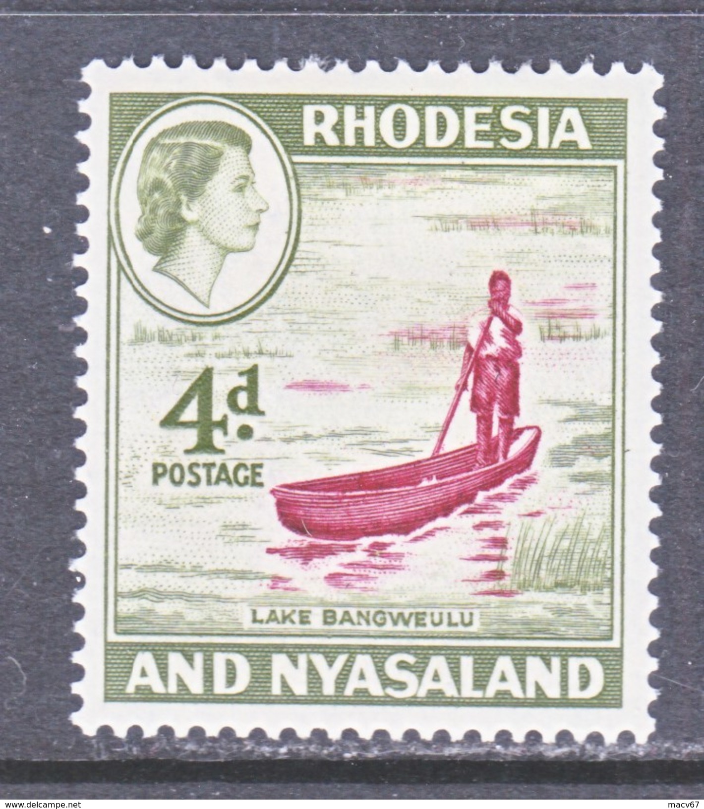 RHODESIA  & NYASALAND  163  *   CANOE   LAKE  BANGWEULU - Rhodesia & Nyasaland (1954-1963)