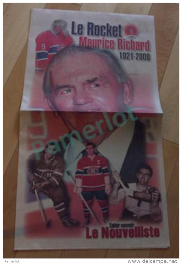 Le Nouvelliste   - Cahier Souvenir , Le Rocket Maurice Richard 1921-2000 8 Pages Hockey - Autres & Non Classés