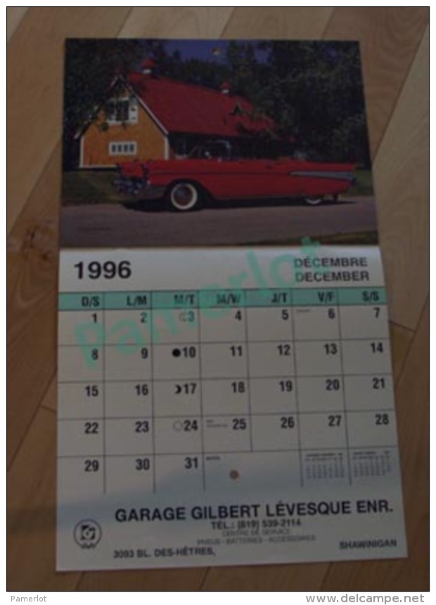 Calendrier Autos Old Car 1996 - Garage G. Levesque Shawinigan - 3 Scans - Grand Format : 1991-00