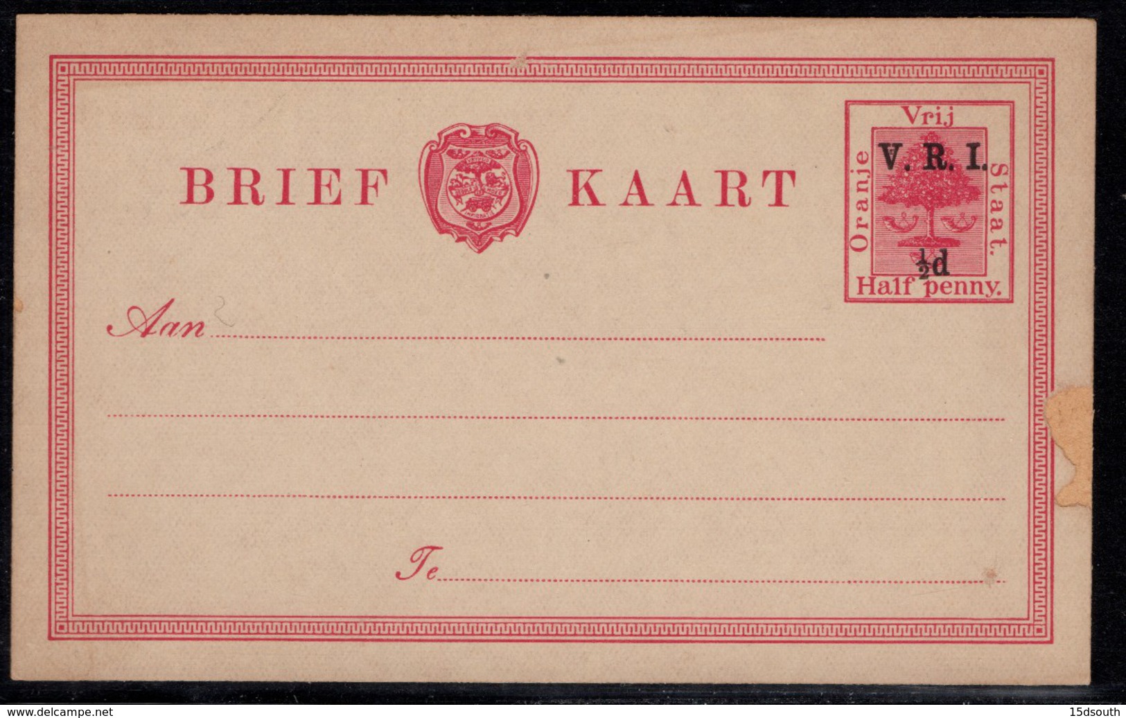 Orange Free State - 1900 VRI ½d Postcard Brief Kaart Mint - Oranje Vrijstaat (1868-1909)