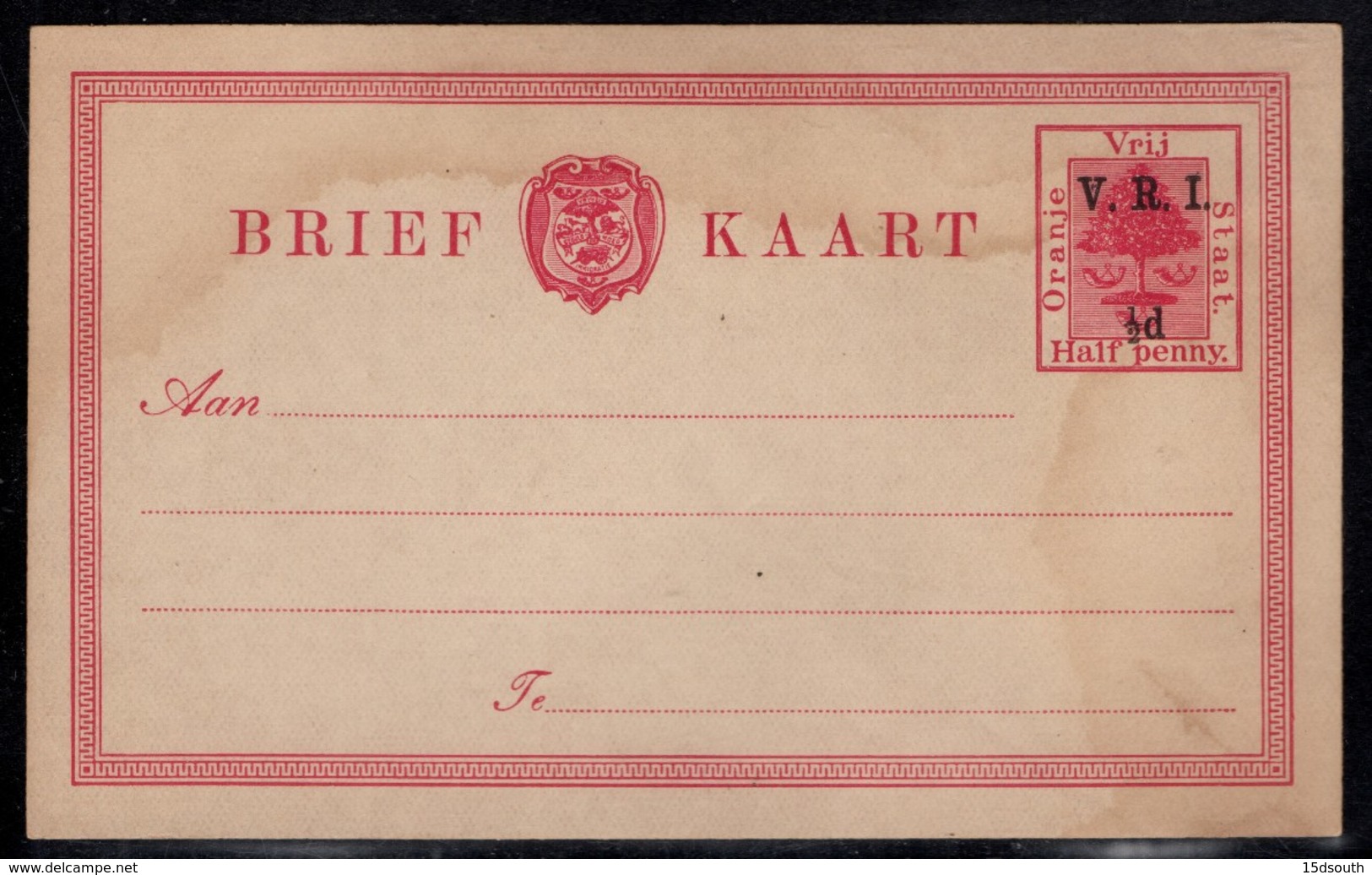 Orange Free State - 1900 VRI ½d Postcard Brief Kaart Mint - Orange Free State (1868-1909)