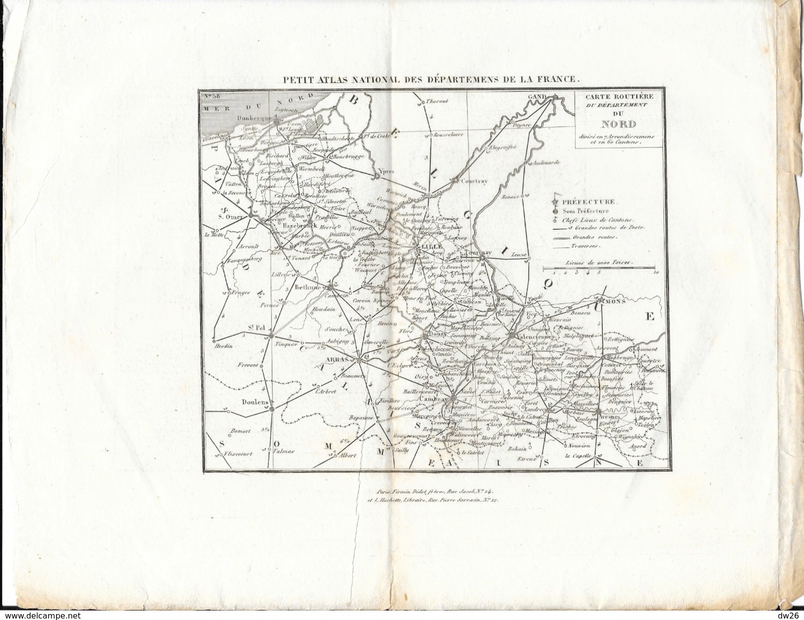 Petit Atlas National Des Départements - Carte Routière Du Département Du Nord - Cartes Routières