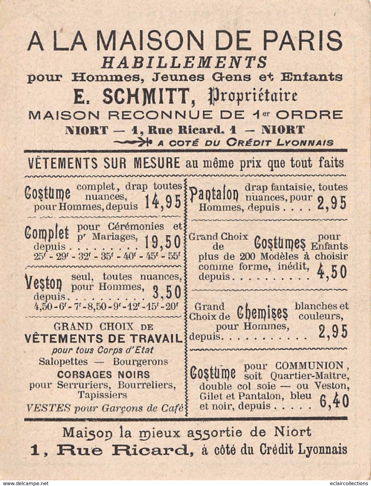 Image Chromo    11 X 8.5   Devinette . A La Maison De Paris  79  Niort   (voir Scan) - Altri & Non Classificati