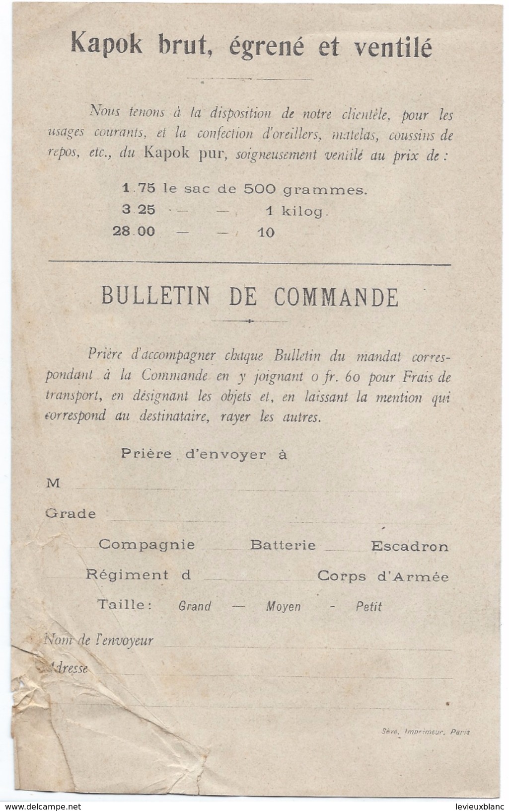 Dépliant Publicitaire à Deux Volets/ Soc. Ind. Et Com. Du KAPOK/Thermopok/Paris/Vers19101920      VPN73 - 1914-18