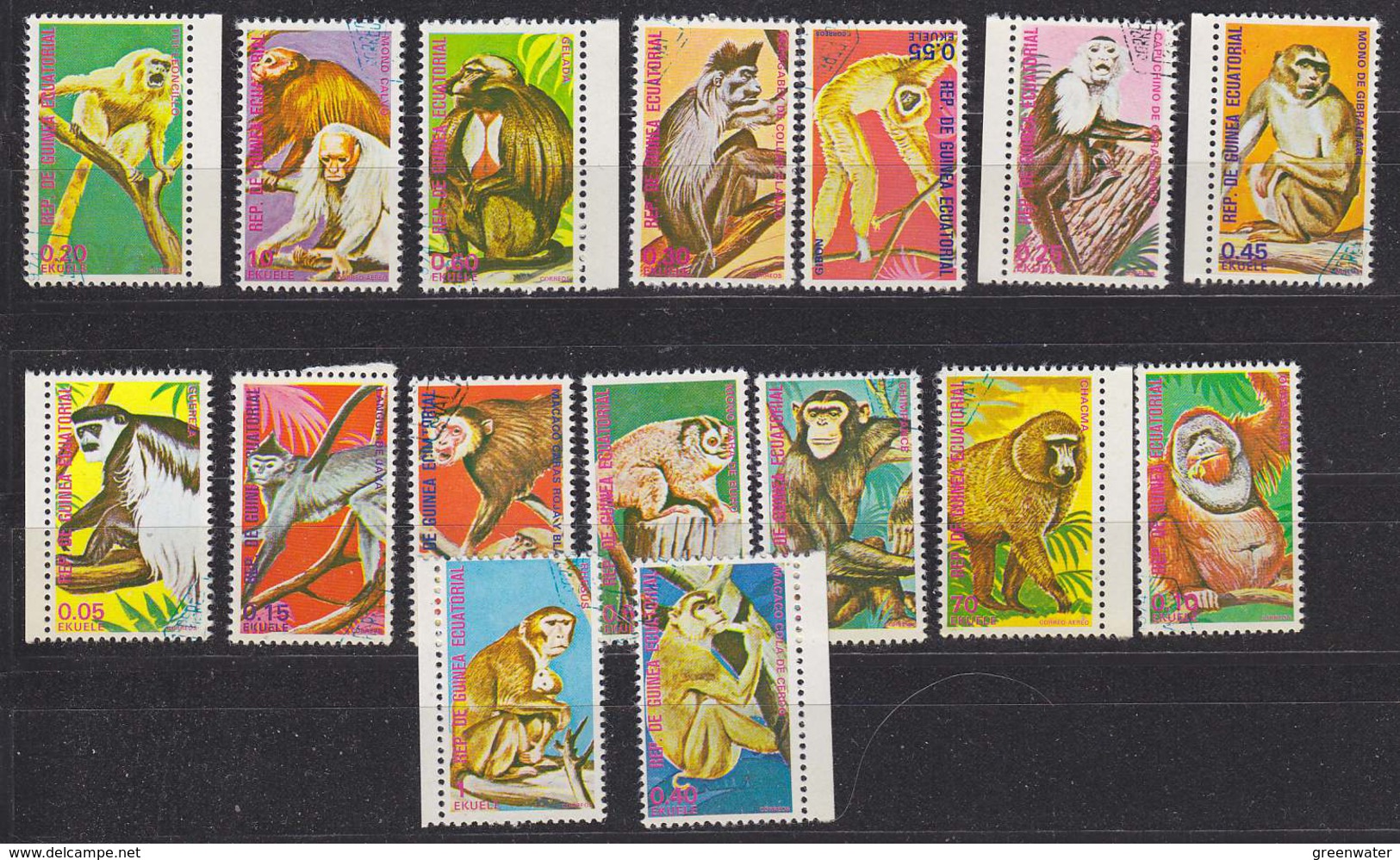 Guinea Equatorial Monkeys 16v Used (34019) - Equatoriaal Guinea