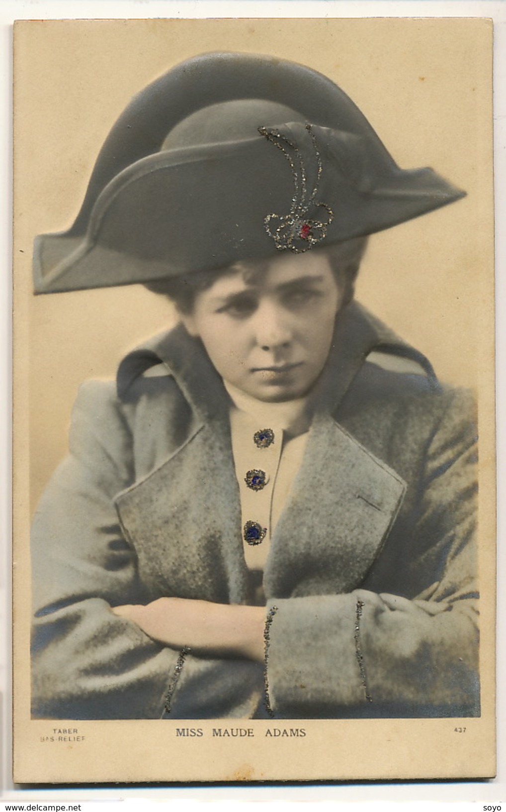 Carte Bas Relief Photo Tres Gros Gaufrage Miss Maude Adams Actress Born In Salt Lake City Lesbian Tranvestite Napoleon - Altri & Non Classificati