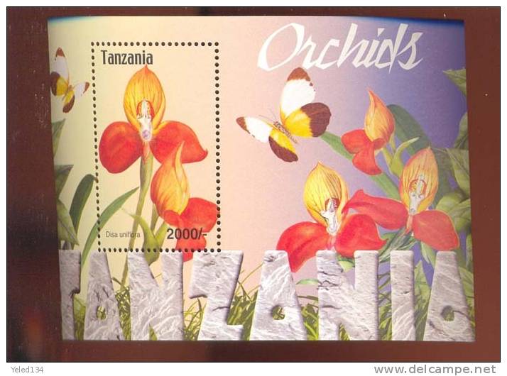 TANZANIA   2323 MINT NEVER HINGED SOUVENIR SHEET OF FLOWERS - ORCHIDS ; BUTTERFLIES - Autres & Non Classés