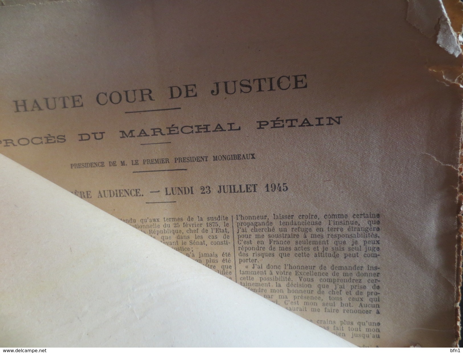 Haute Cour De Justice - 1945- Proces Du Marechal Petain - Compte Rendu In Extenso Des Audiences COMPLET - VOIR PHOTOS - Historical Documents