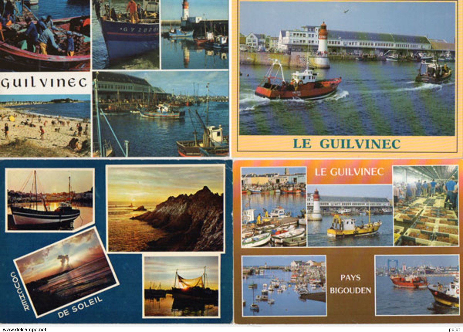 LE GUILVINEC - 4 CP - Vues Multiples (3 Cartes ) Péniche - Peche - Phare - Coucher De Soleil  (92973) - Guilvinec