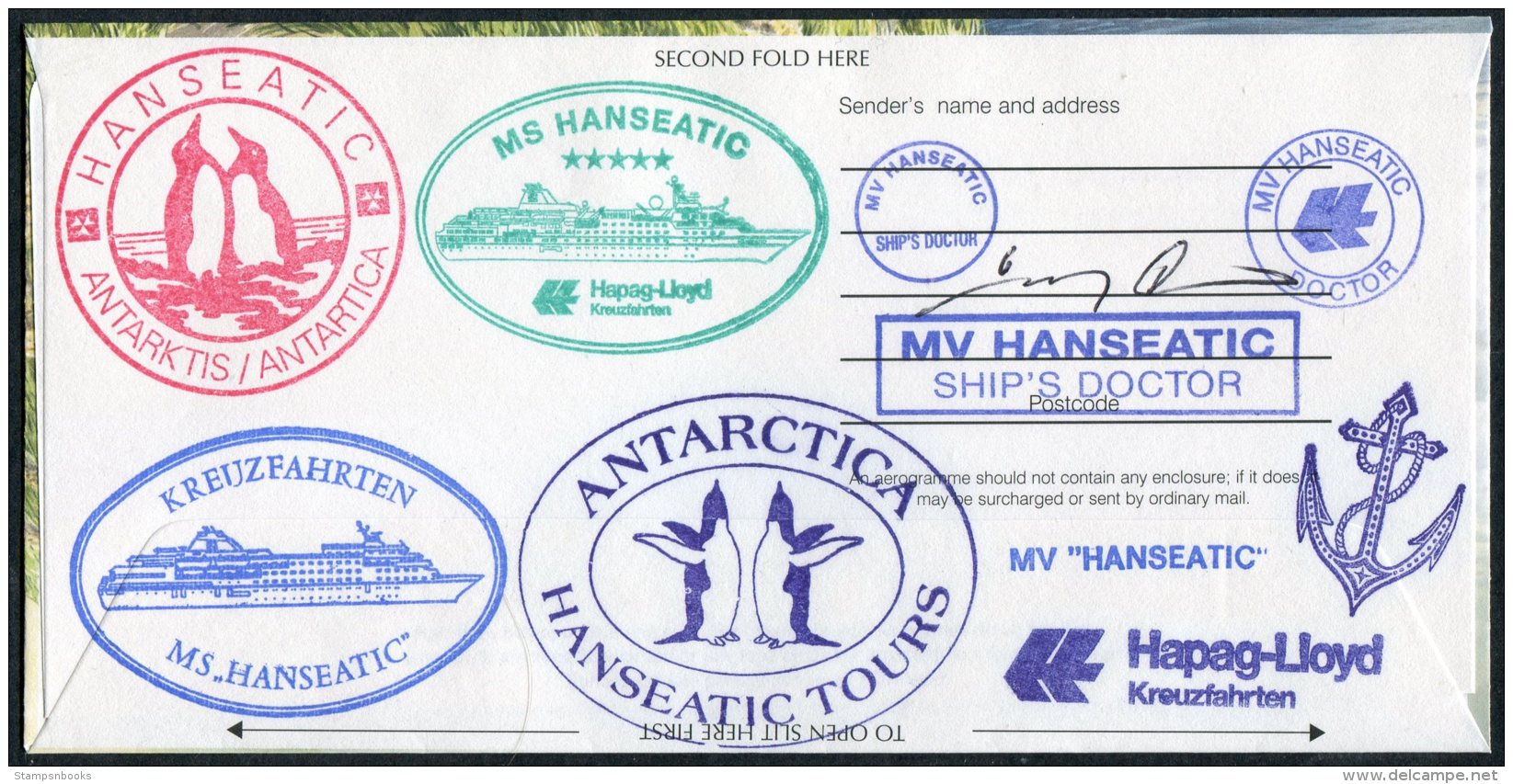 2005 Tristan Da Cunha Albatross Aerogramme. Hanseatic Ship Penguin Antarctica - Signed By Ship's Doctor - Tristan Da Cunha