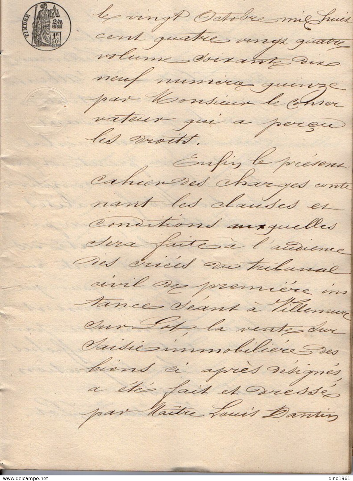 VP6728 - VILLENEUVE SUR LOT - Acte de 1885 - Jugement Faillite du Sieur Antoine LATTIERE escompteur à SAINTE LIVRADE