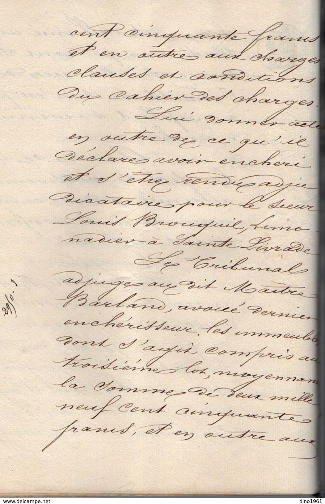 VP6728 - VILLENEUVE SUR LOT - Acte de 1885 - Jugement Faillite du Sieur Antoine LATTIERE escompteur à SAINTE LIVRADE