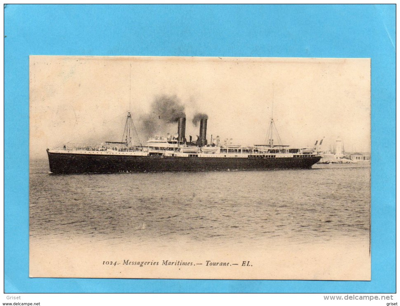 Paquebot "TOURANE" Sortant Du Pport- Messageries Maritimes-années 1910-20  édition  E L - Dampfer