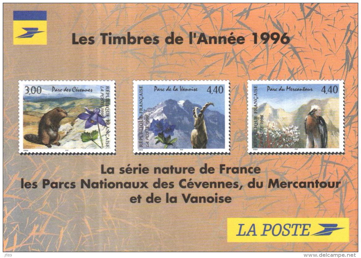 A 3064 - Les Timbres De L'Année 1996  Série Nature De France  Parcs Nationaux Des Cévennes  Mercantour Et De La Vanoise - Francobolli (rappresentazioni)