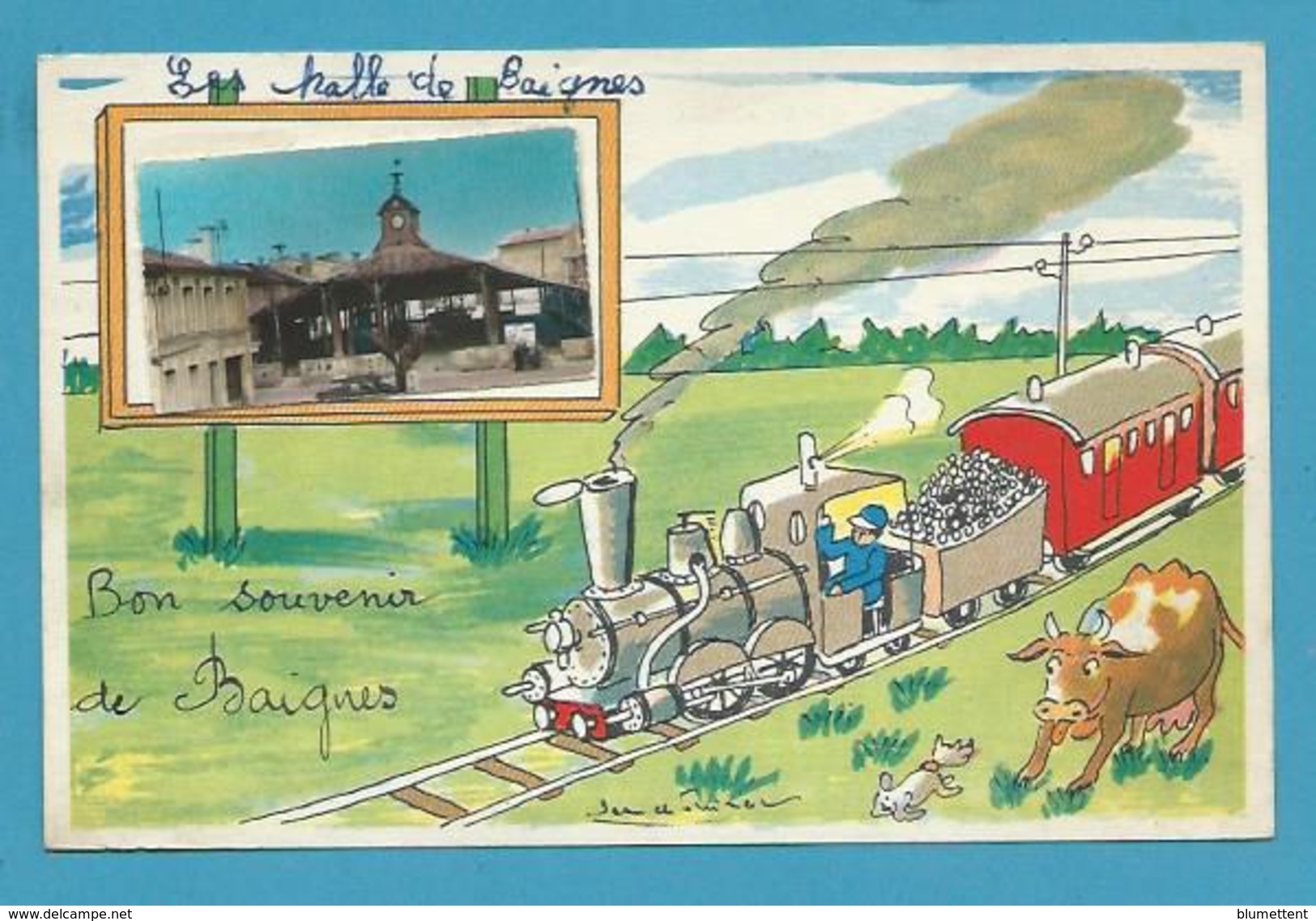 CPSM - Fantaisie Chemin De Fer Train Souvenir De BAIGNES 16 - Andere & Zonder Classificatie