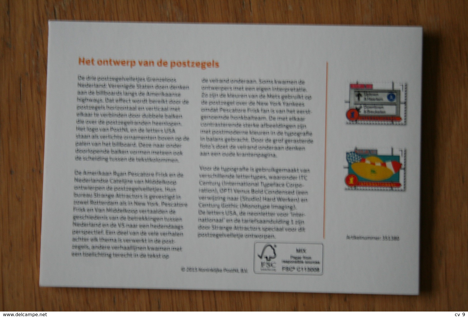 Borderless Netherlands-USA PZM 526 Presentation Pack 2015 POSTFRIS MNH ** NEDERLAND NIEDERLANDE NETHERLANDS - Unused Stamps