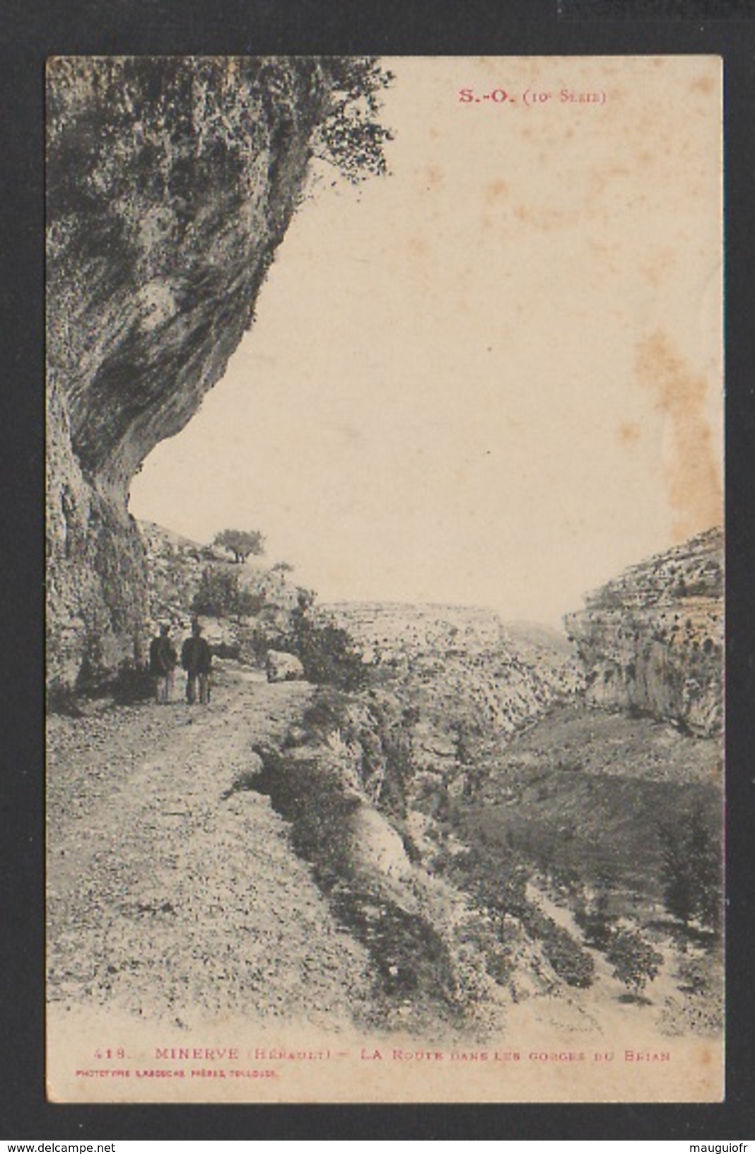 DF / 34  HERAULT / MINERVE / LA ROUTE DANS LES GORGES DU BRIAN / ANIMÉE / CIRCULÉE EN 1912 - Other & Unclassified