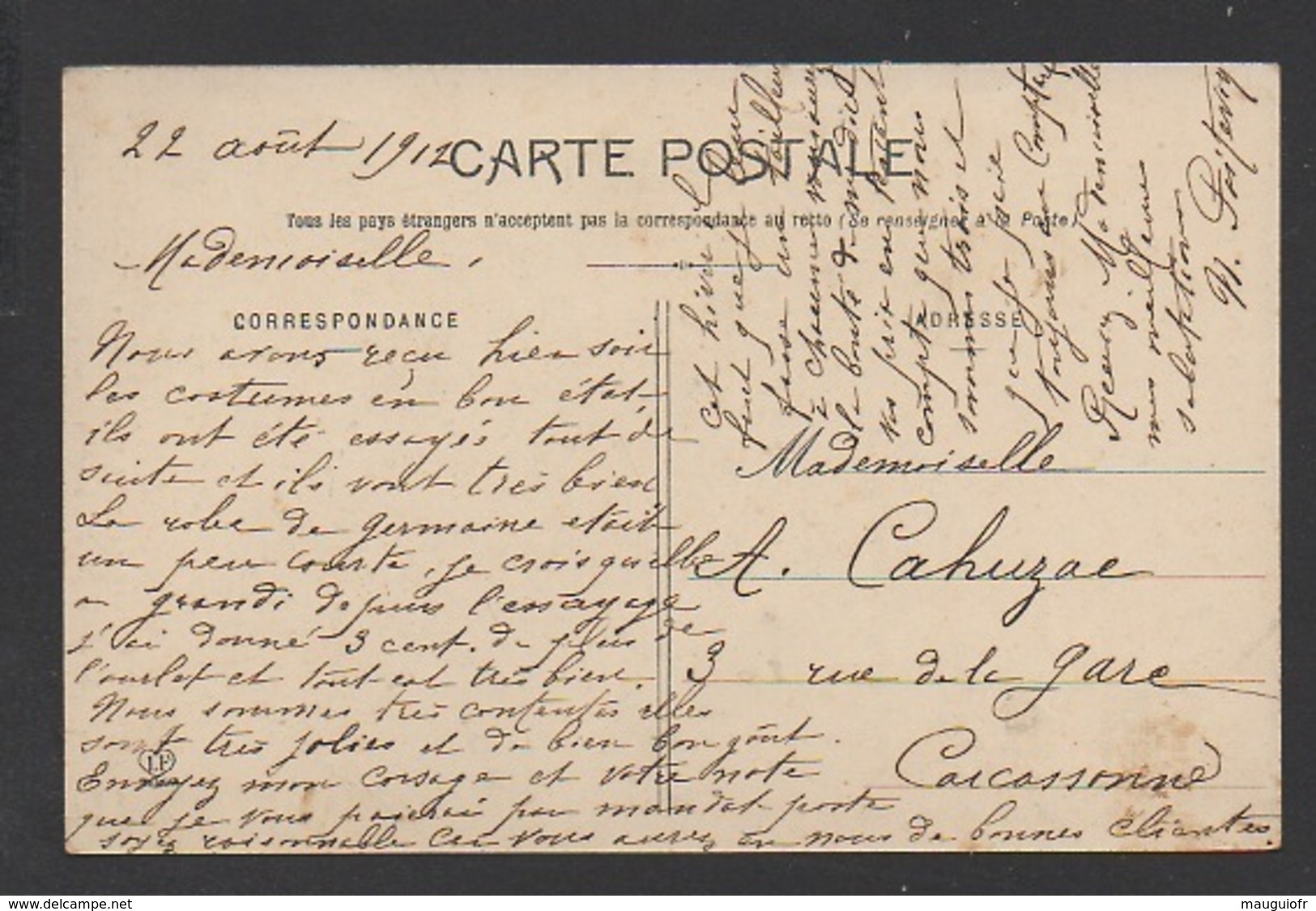 DF / 34  HERAULT / MINERVE / LA ROUTE DANS LES GORGES DU BRIAN / ANIMÉE / CIRCULÉE EN 1912 - Other & Unclassified