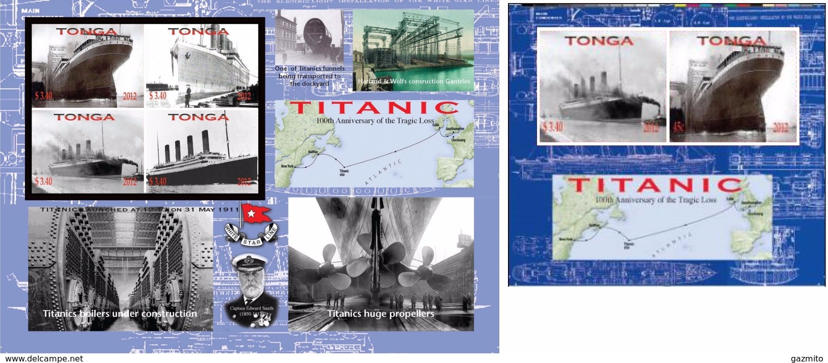 Tonga 2012, 100th Of Titanic, 4val In BF +BF IMPERFORATED - Tonga (1970-...)