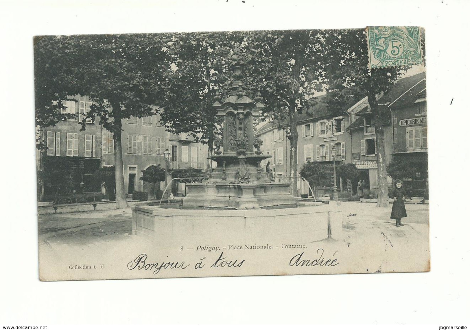 2 CP Anciennes  (vers 1906 &1920) De POLIGNY (jura). ." Place Nationale Et Grande Rue  (animées) "...........à Voir.... - Autres & Non Classés