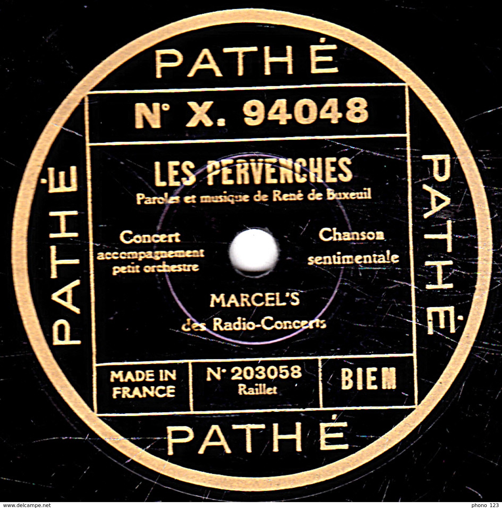 78 T. - 25 Cm - état  B - MARCEL'S - LES PERVENCHES - LA FORËT QUI CHANTE - 78 T - Disques Pour Gramophone