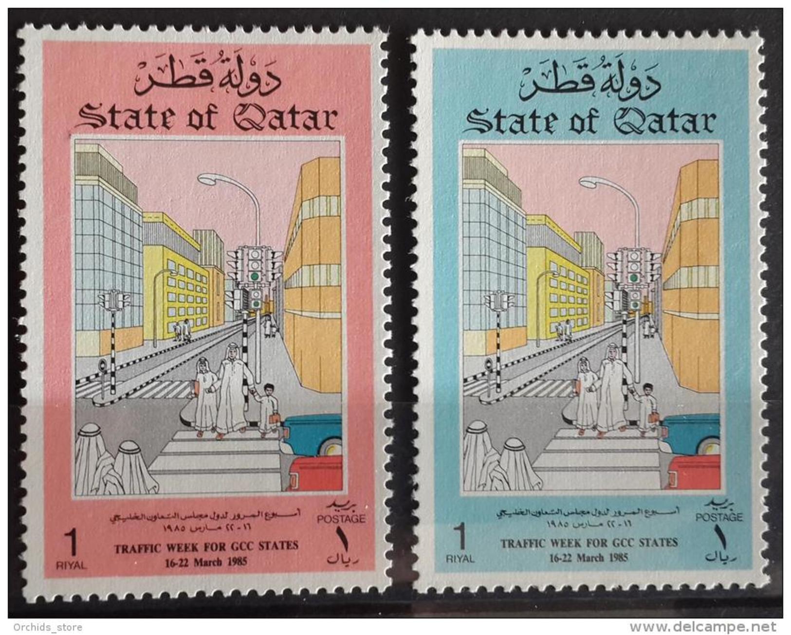 Q23 Qatar 1985 SG 784-785 Complete Set MNH - Traffic Week For GCC States - Qatar