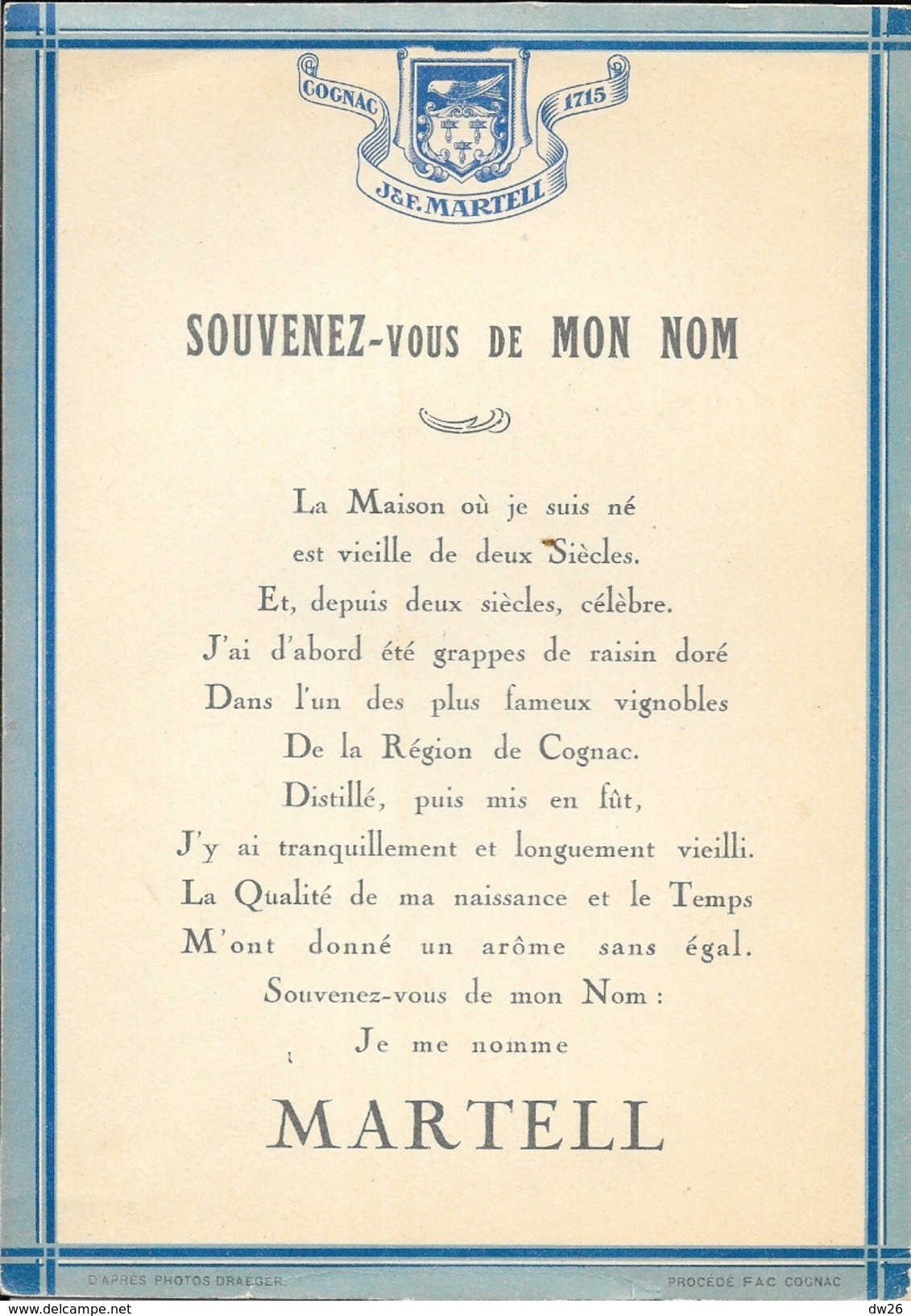 Plaquette Publicitaire J. & F. Martell - Cognac 1715 - 8 Pages: Présentation De La Société Et Histoire - Alkohol