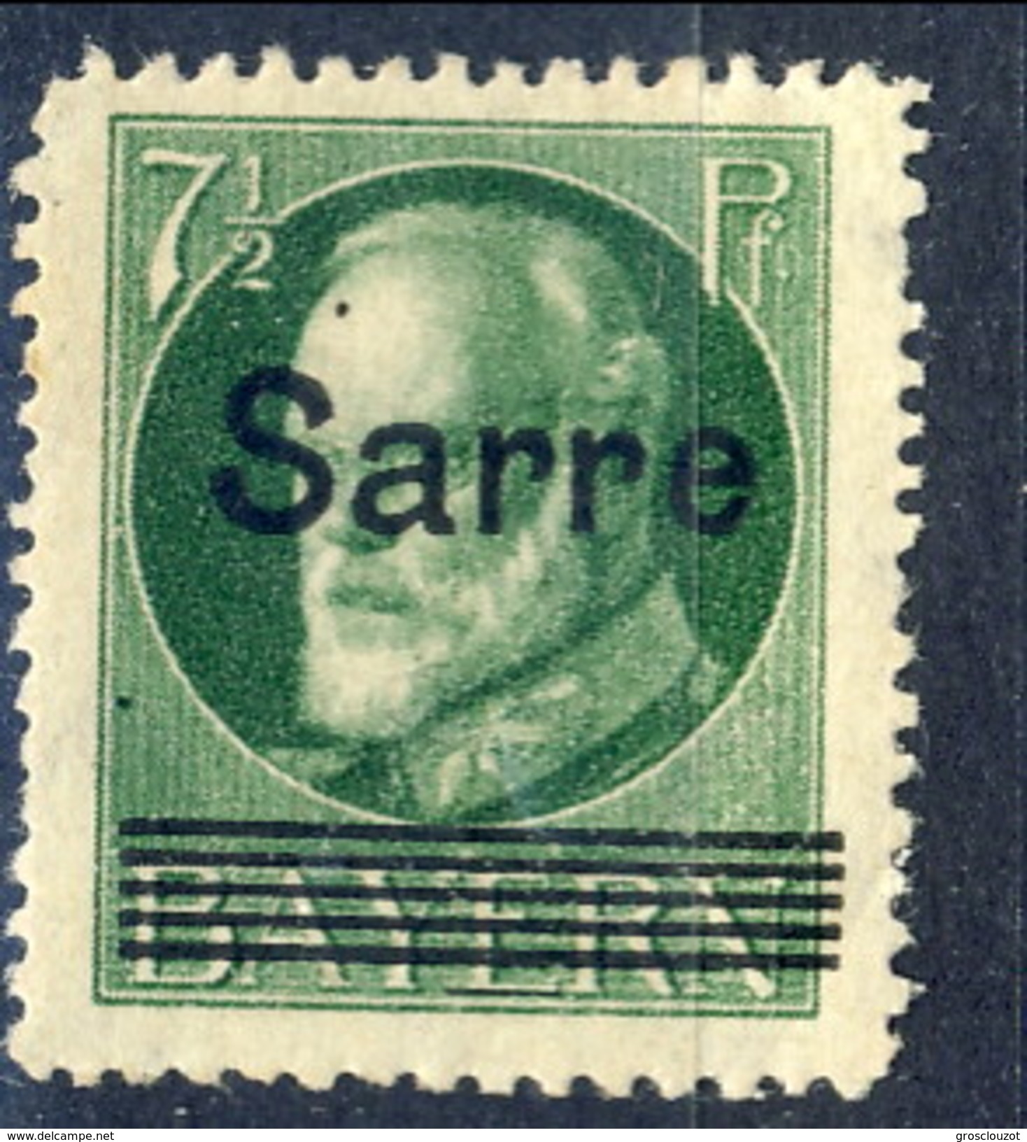 Sarre 1920 N. 19 P 7 E Mezzo Verde MH Cat. € 75 - Nuovi