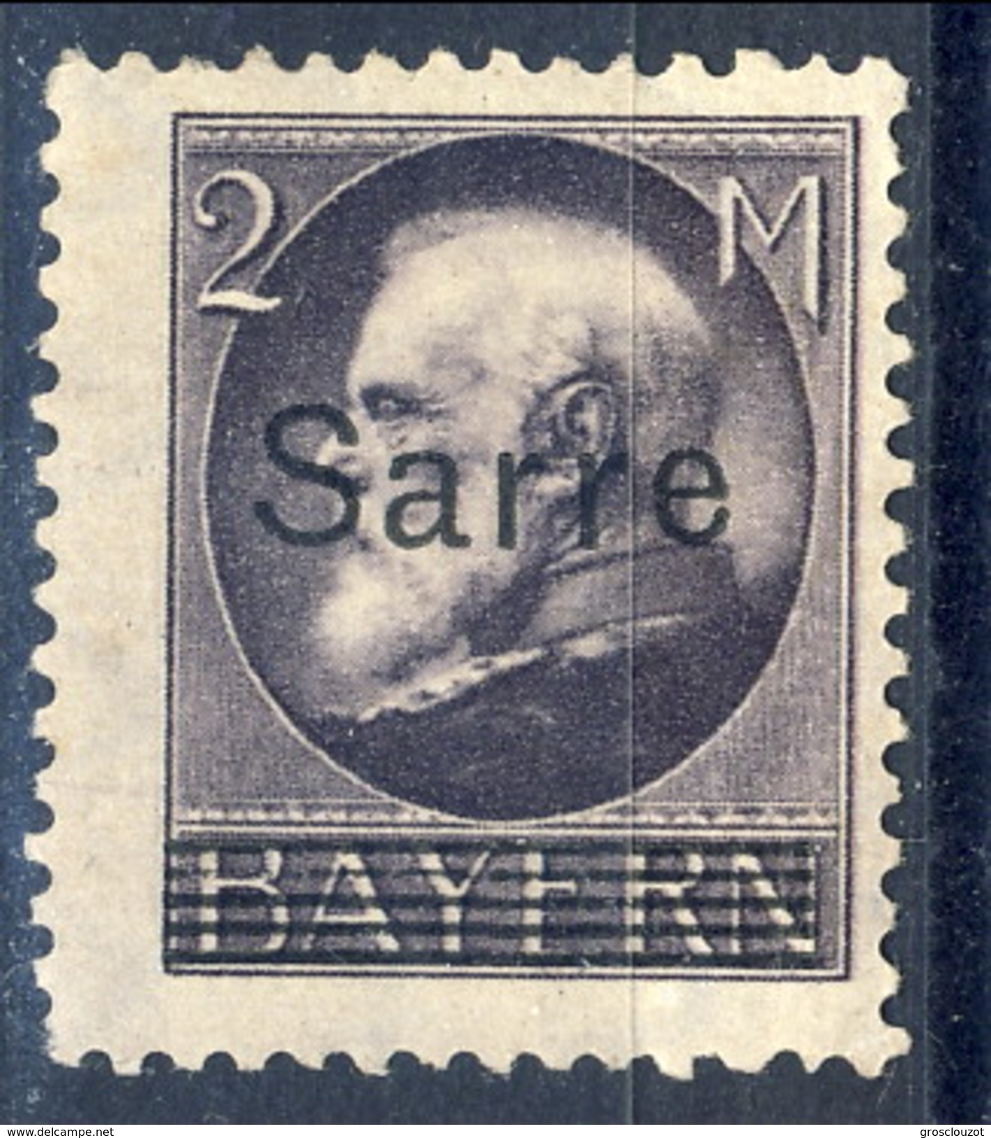 Sarre 1920 N. 28 M. 2 Violetto MH Cat. € 130. Timbro Di Garanzia. Firma Diena - Ongebruikt