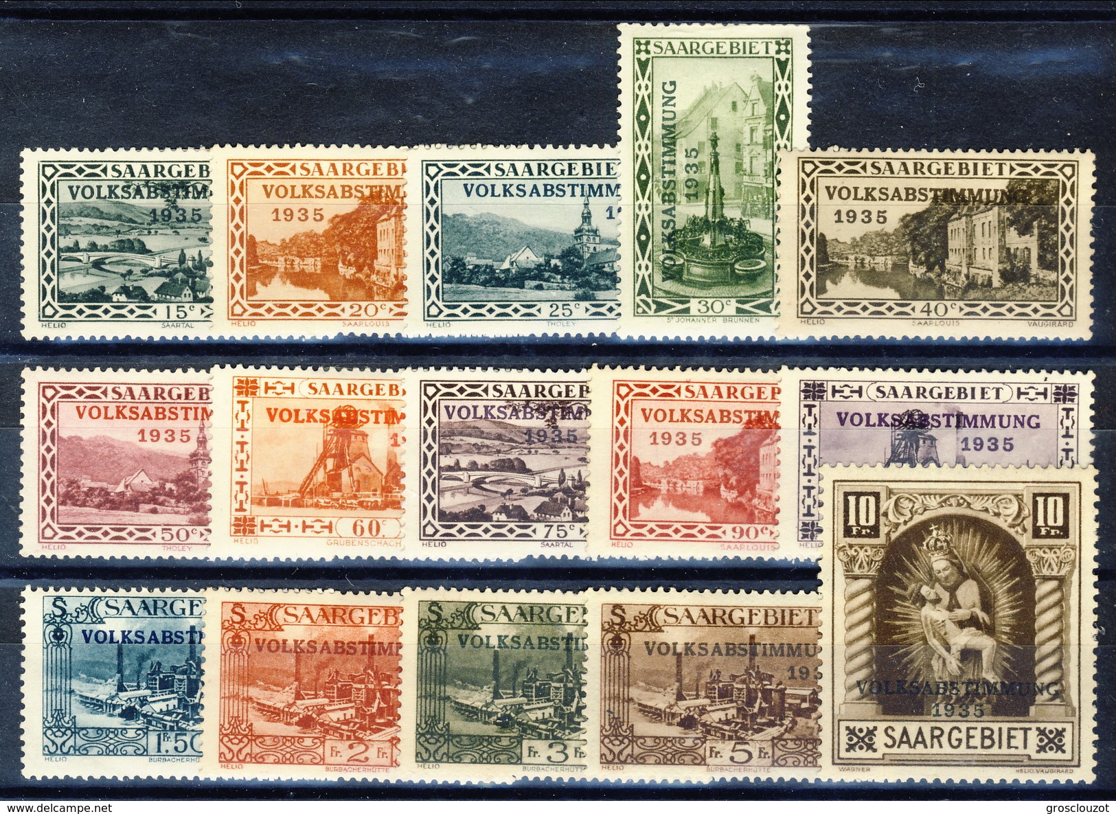 Sarre 1934 Serie N. 173-188 Volksabstimmung MVLH Catalogo &euro; 100 - Nuovi