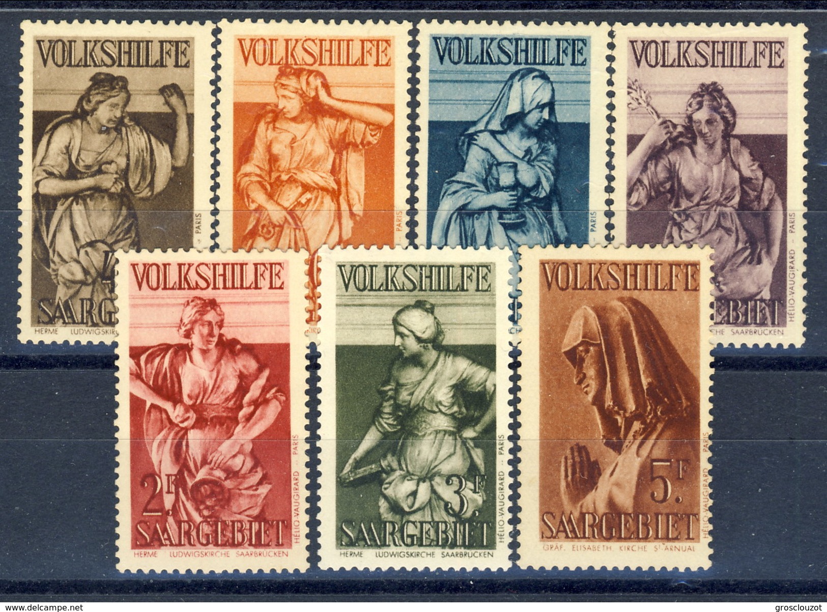 Sarre 1934 Serie Volkshilfe N. 167-171 MVLH Catalogo &euro; 150 - Nuevos