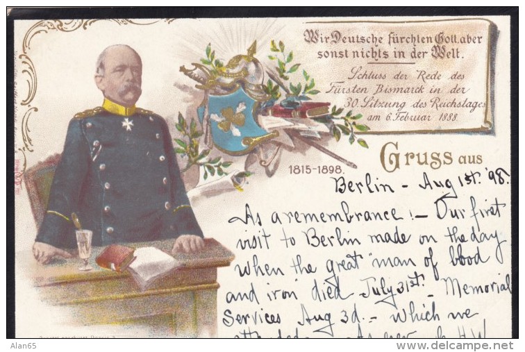 Otto Von Bismark German Empire Chancellor Politician, Prince Of Bismark Duke Of Lauenburg, C1890s Vintage Postcard - People