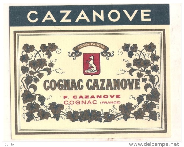 étiquette - Années 1920/1940 - COGNAC - CAZANOVE - AVEC EMBLEME CHIEN - Other & Unclassified