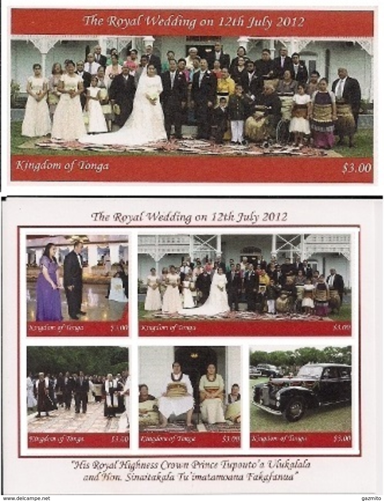 Tonga 2012, Tonga Royal Wedding, Car, 1val+BF IMPERFORATED - Tonga (1970-...)