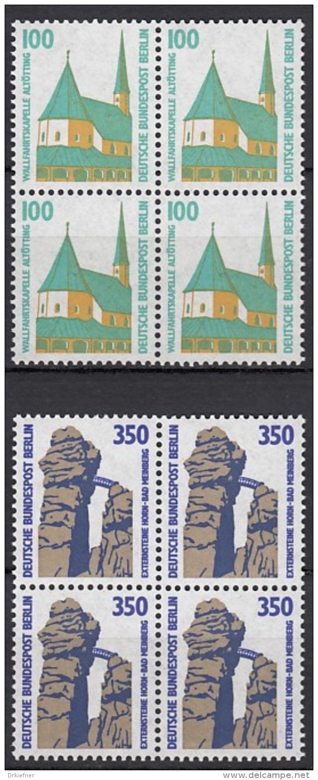 BERLIN 834-835, Viererblock, Postfrisch **, Sehenswürdigkeiten 1989 - Ungebraucht