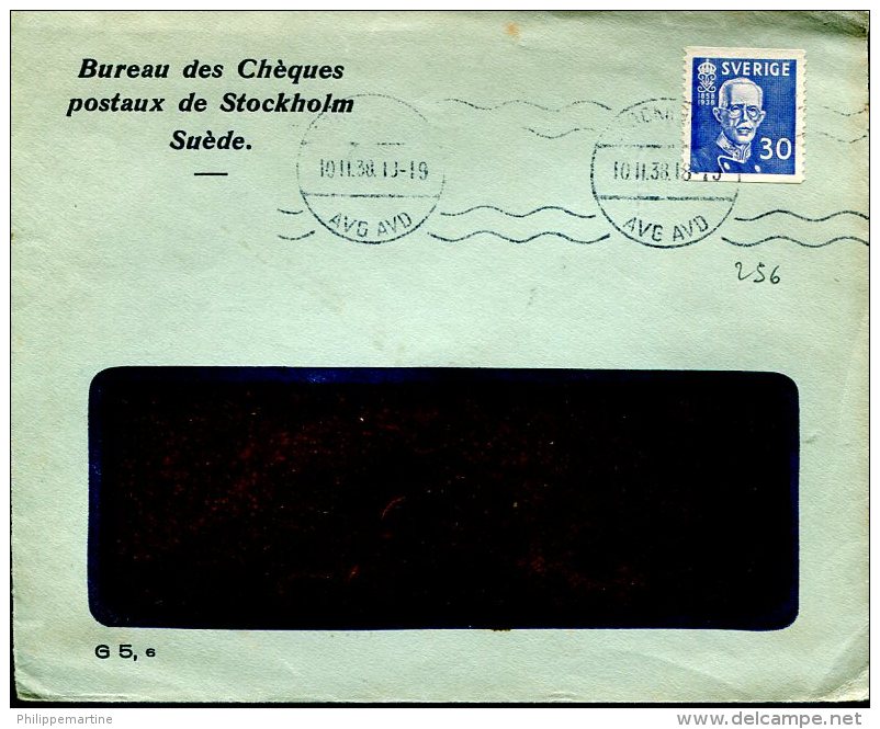 Enveloppe Bureau Des Chèques Postaux De Stockholm Suède - Oblitération Stockholm Du 10-11-1938 - Sonstige & Ohne Zuordnung