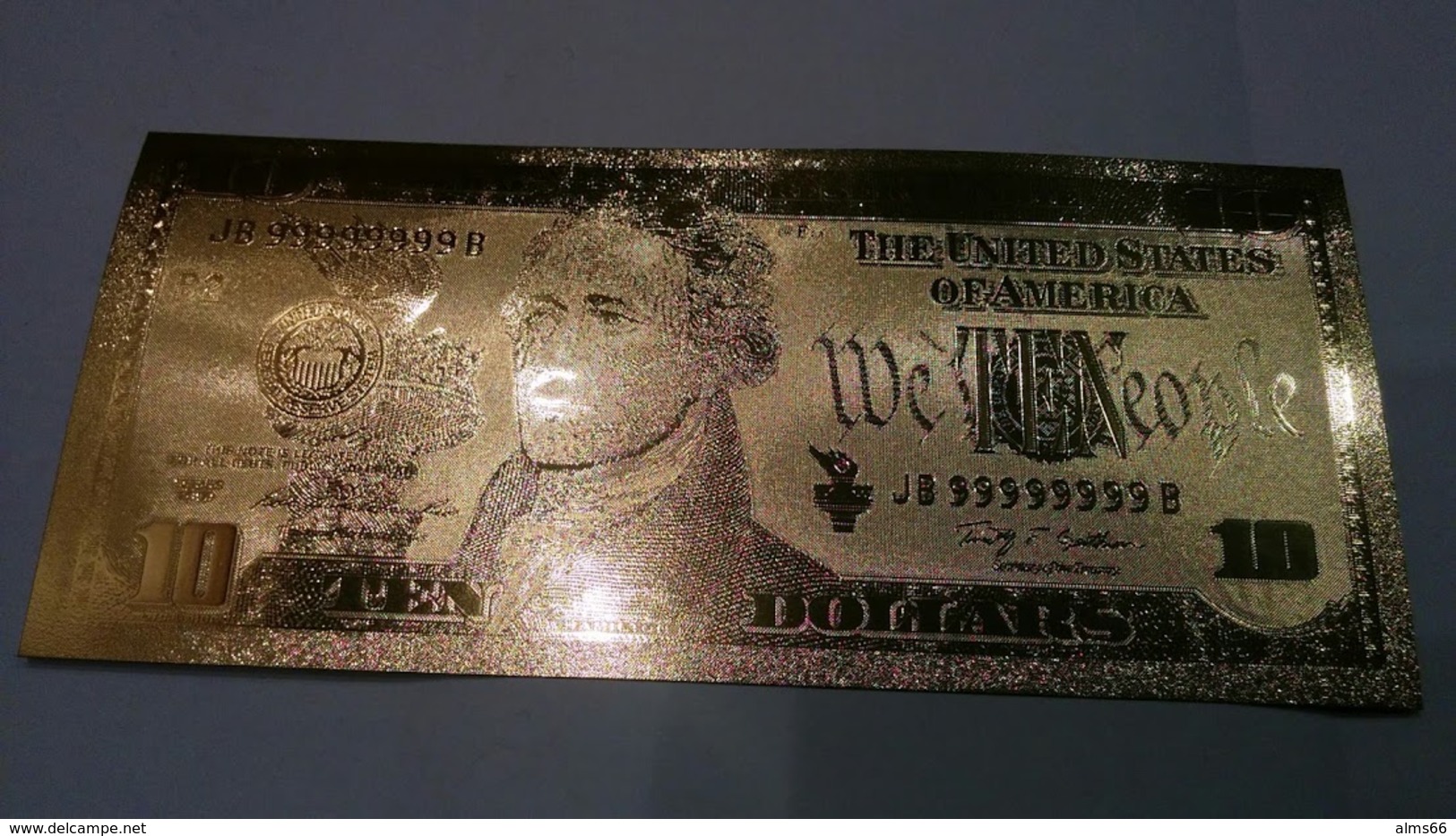 USA 10 Dollar 2009 UNC - Gold Plated - Very Nice But Not Real Money! - Biljetten Van De  Federal Reserve (1928-...)