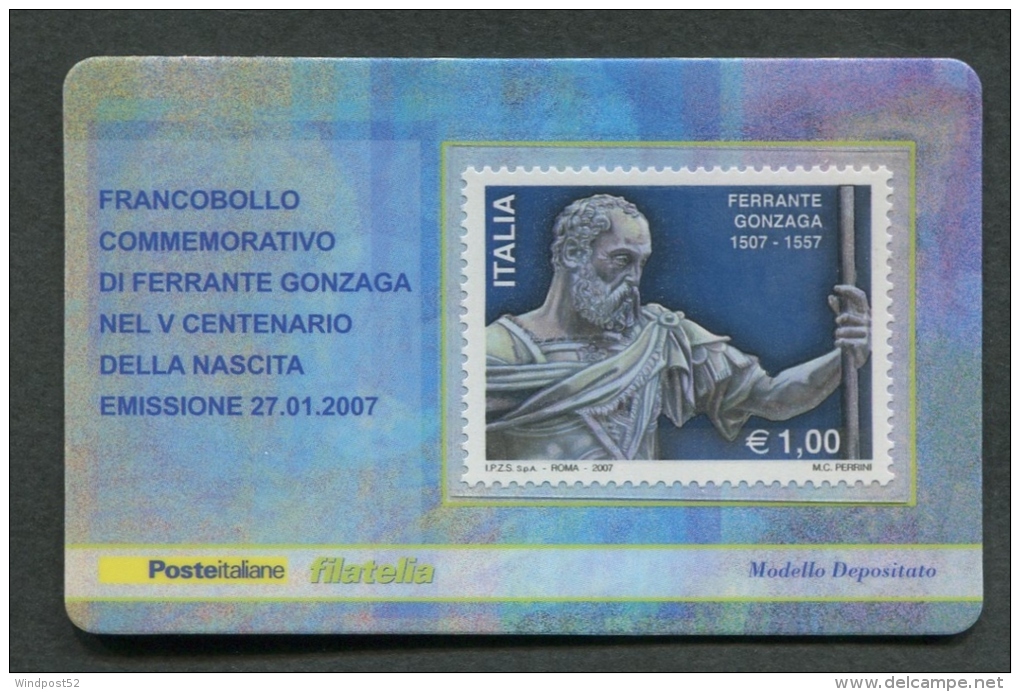 ITALIA TESSERA FILATELICA 2007 - ANNIVERSARIO NASCITA FERRANTE GONZAGA - 184 - Philatelistische Karten