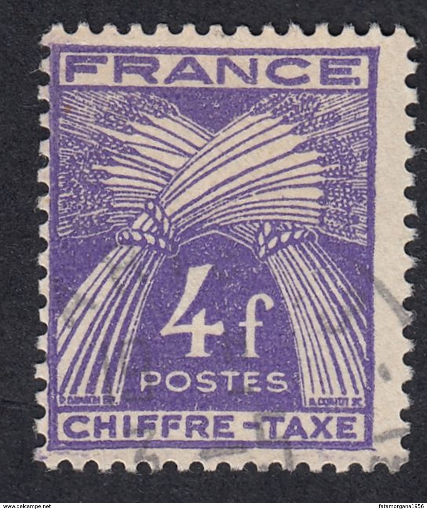 FRANCE Francia Frankreich -  1946 - CHIFFRE-TAXE Yvert 74, 4 F, Oblitéré - 1859-1959 Usati