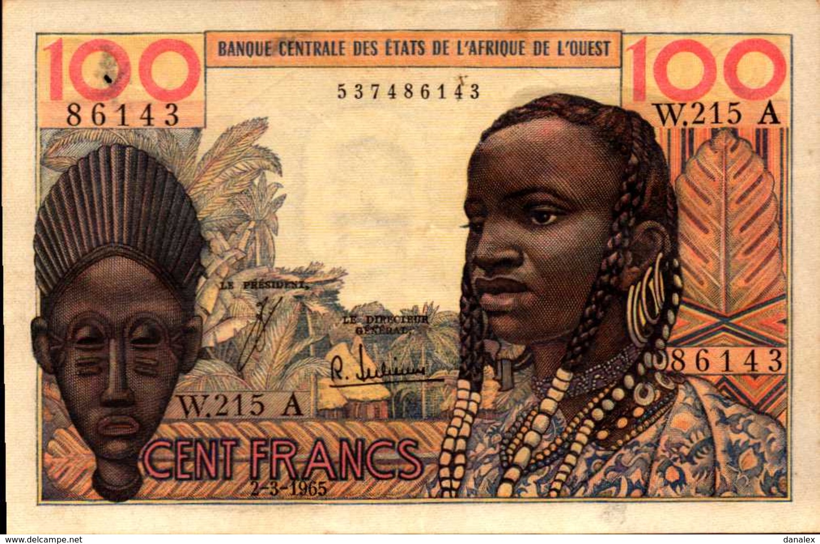 C OTE D'IVOIRE 100 FRANCS Du 2-3-1965 Pick 101Ae - Côte D'Ivoire