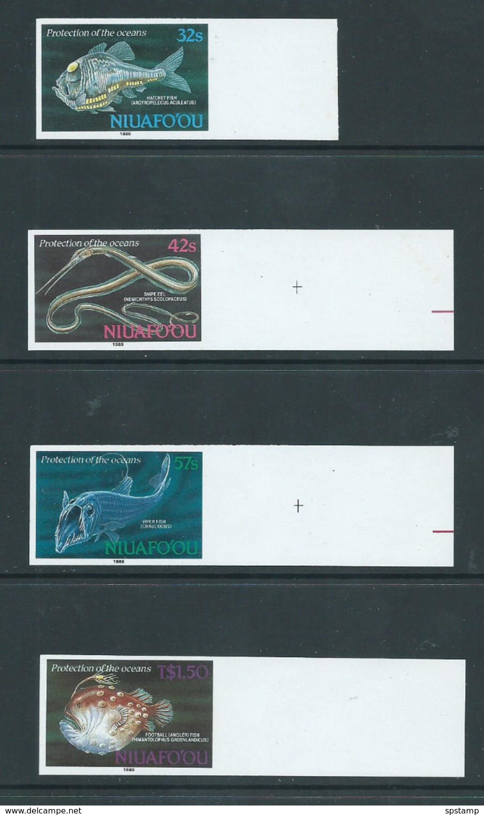 Tonga Niuafo´ou 1989 Fish Ocean Protection Set Of 4 Imperforate Plate Proofs MNH - Tonga (1970-...)