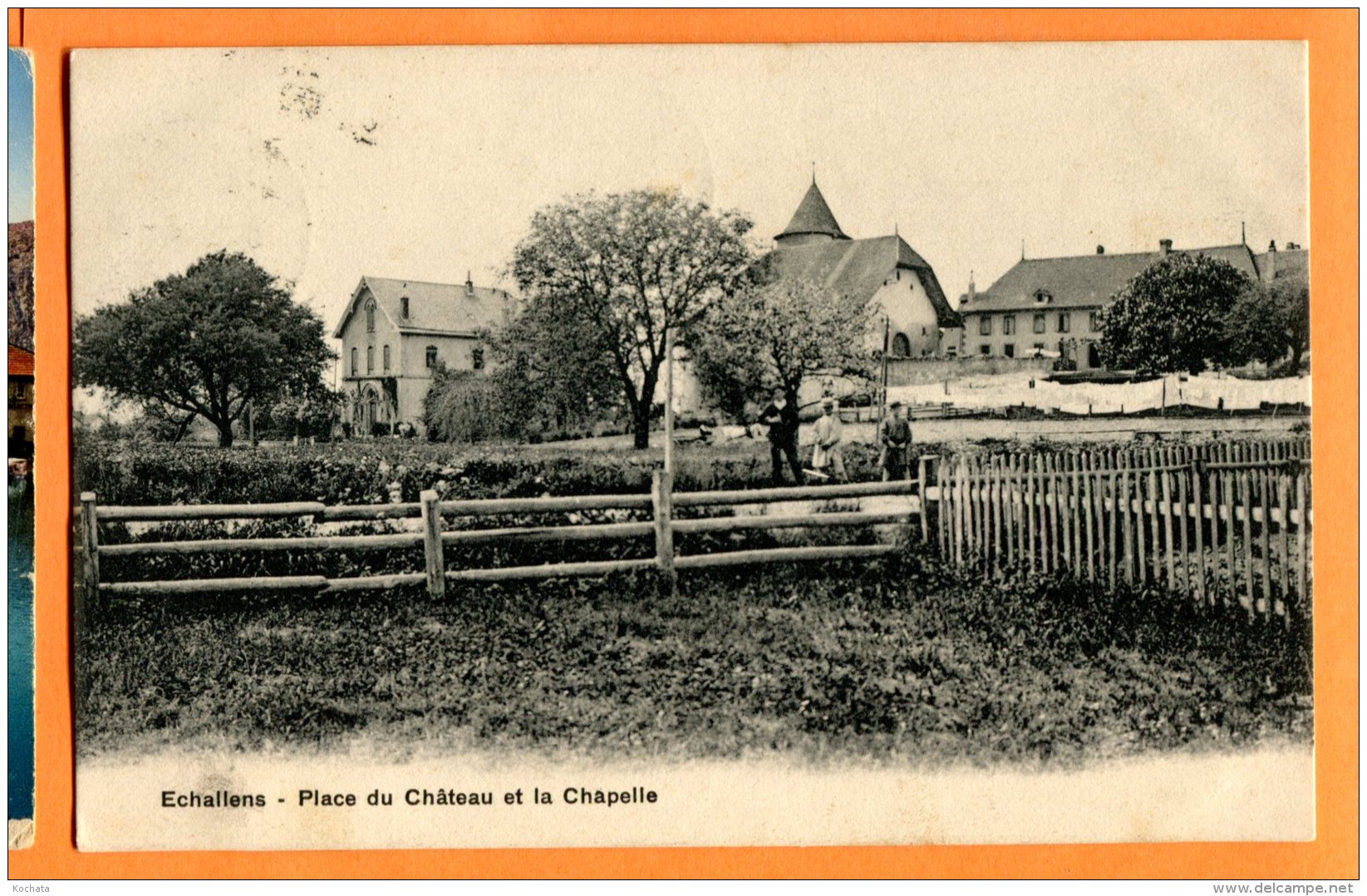 Y095, Echallens, Place Du Château Et La Chapelle, 3362, édit. P. Jaunin, Animée,  Circulée 1910 - Échallens