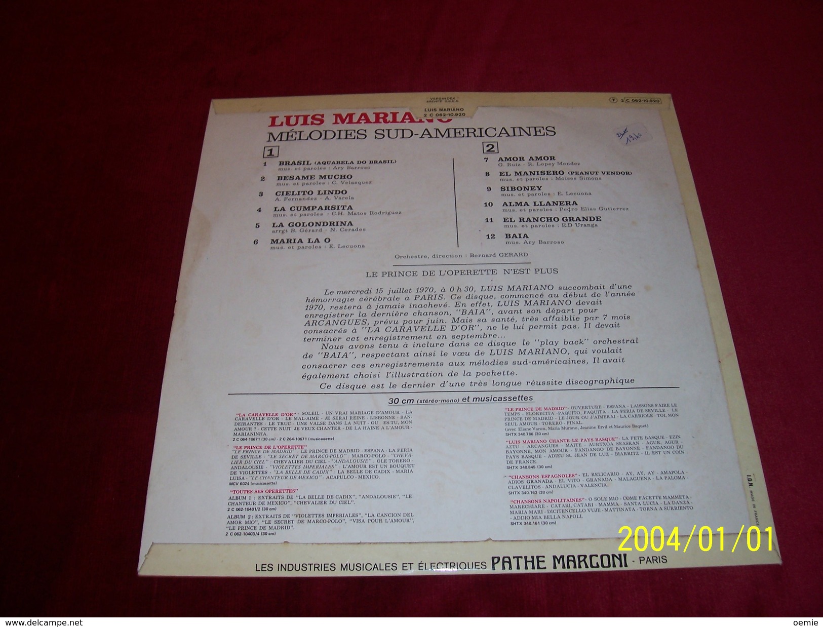 LUIS  MARIANO   MUSIC  MELODIES  SUD AMERICAINE - Other - Spanish Music