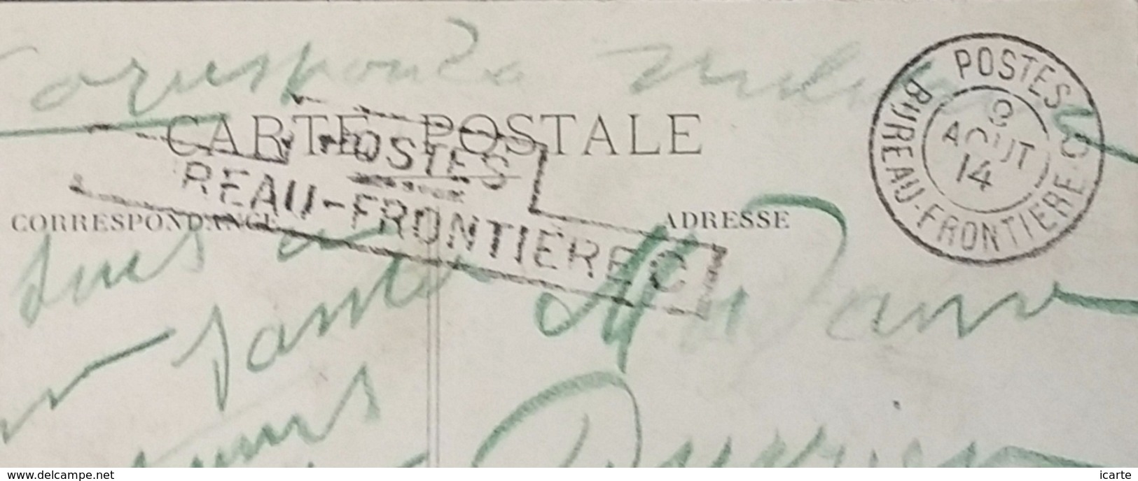 Griffe Linéaire + Oblitération BUREAU FRONTIERE C De IS-SUR-TILLE Du 9 Août 1914 Sur CP Dijon Franchise Militaire > Agen - Guerre De 1914-18