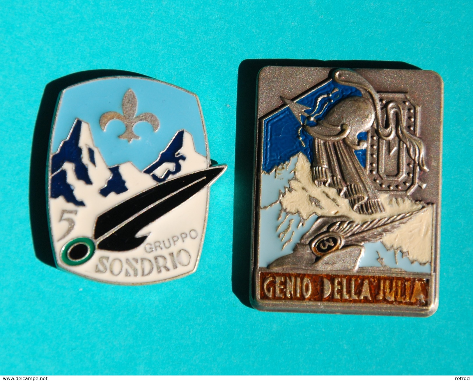 Lot Of Two Badge - 5 GRUPPO SONDRIO + 3 GRUPPO GENIO DELLA JULIA - NO CLAMP!! - Heer