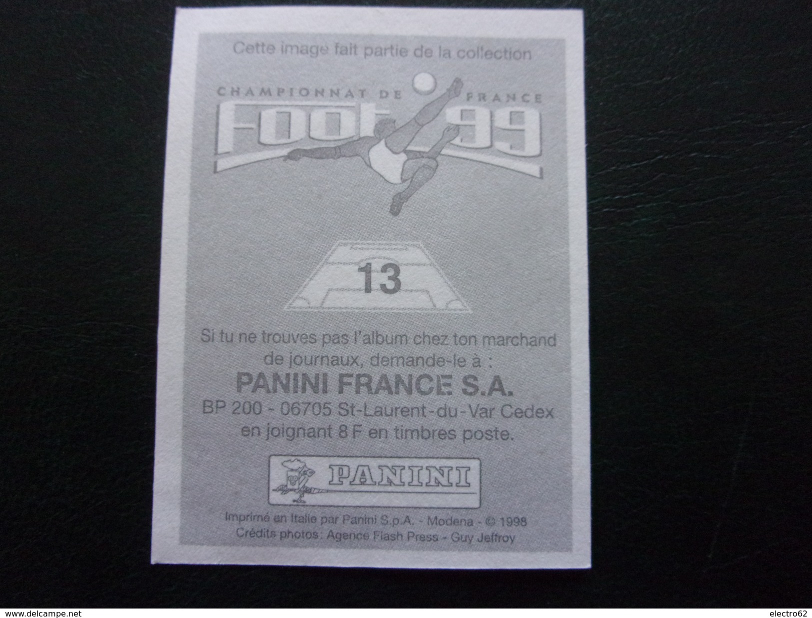 PANINI Foot 99 N°13 Auxerre Stéphane Carnot 10 - Französische Ausgabe