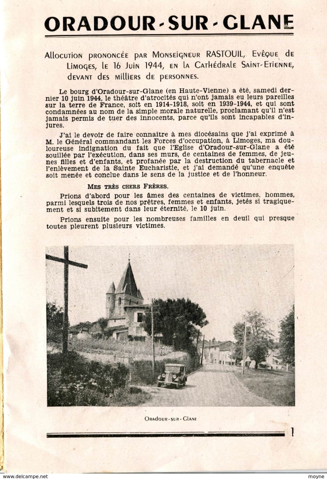 Hte Vienne - LE MASSACRE D'ORADOUR  SUR  GLANE - Par Les Hordes Hitleriennes - Edité Par Le Front National  -  WW2 - Limousin