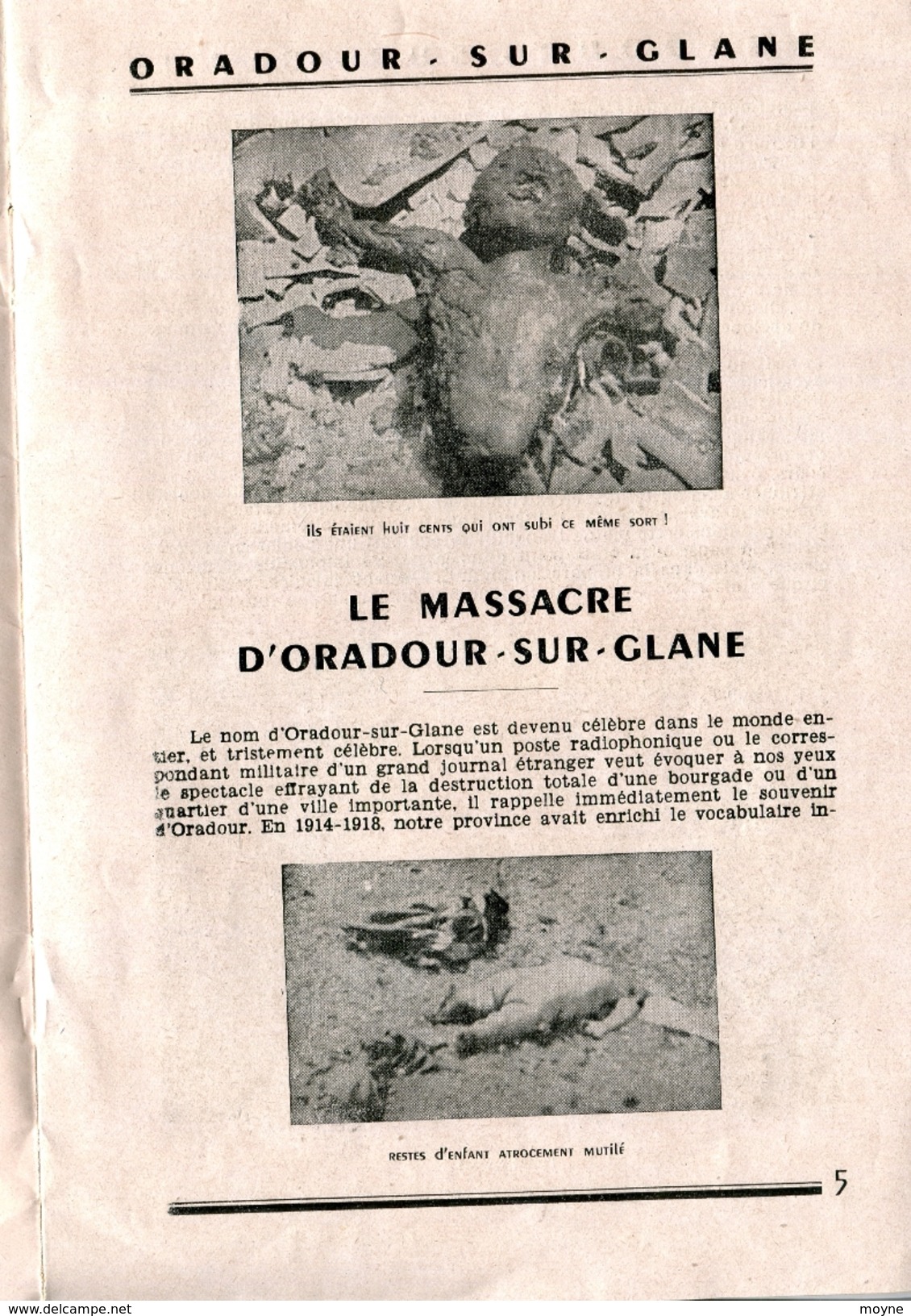 Hte Vienne - LE MASSACRE D'ORADOUR  SUR  GLANE - Par Les Hordes Hitleriennes - Edité Par Le Front National  -  WW2 - Limousin